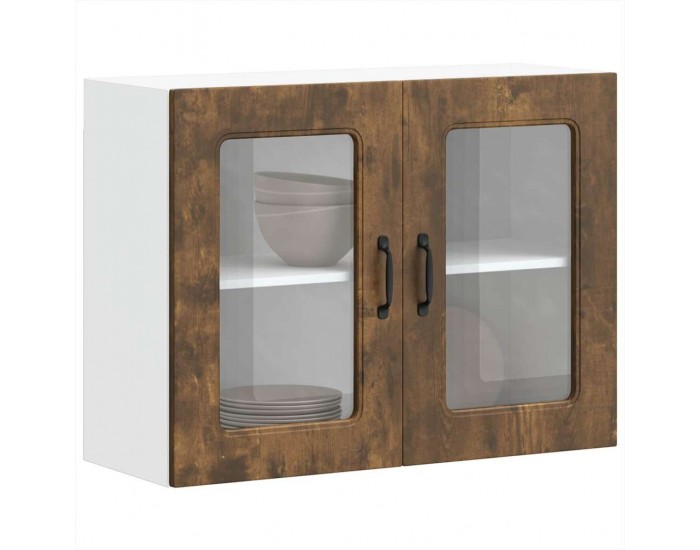 Sonata H Кухненски стенен шкаф със стъклена врата Kalmar опушен дъб, инженерна дървесина