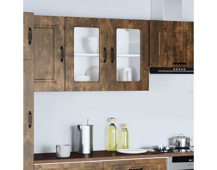 Sonata H Кухненски стенен шкаф със стъклена врата Kalmar опушен дъб, инженерна дървесина