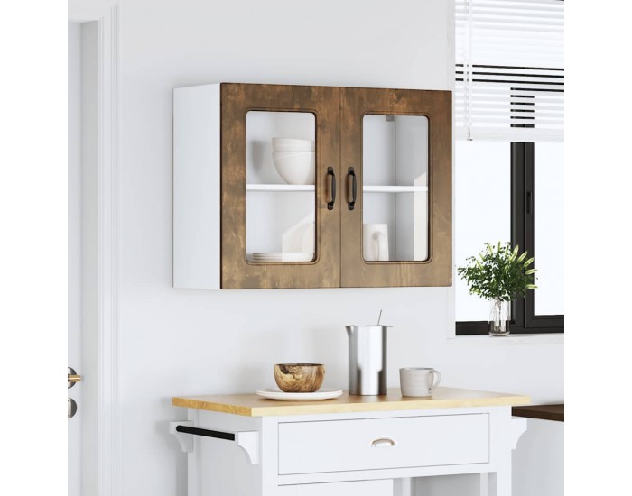 Sonata H Кухненски стенен шкаф със стъклена врата Kalmar опушен дъб, инженерна дървесина