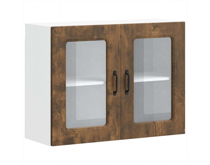 Sonata H Кухненски стенен шкаф със стъклена врата Kalmar опушен дъб, инженерна дървесина