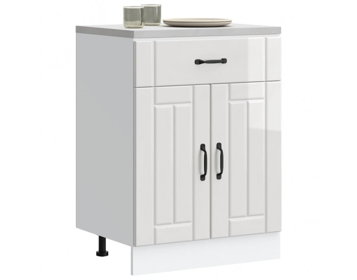 Sonata H Кухненски шкаф Lucca, бял гланц, инженерно дърв