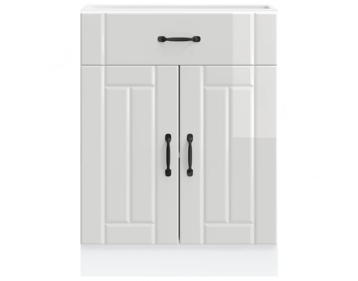 Sonata H Кухненски шкаф Lucca, бял гланц, инженерно дърв