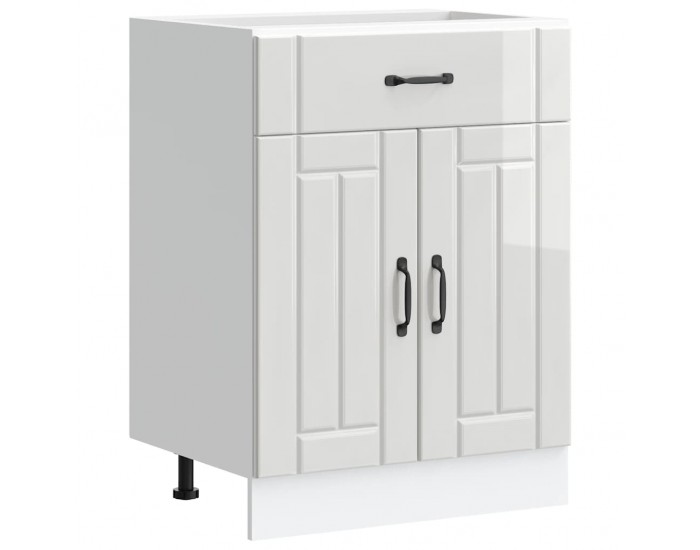 Sonata H Кухненски шкаф Lucca, бял гланц, инженерно дърв