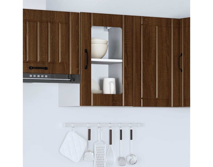 Sonata H Кухненски стенен шкаф със стъклена врата Lucca кафяв дъб