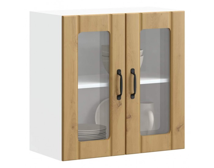 Sonata H Кухненски стенен шкаф със стъклена врата Lucca от дъб Artisan, инженерна дървесина