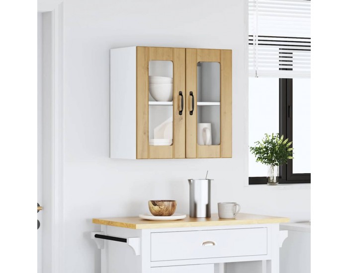 Sonata H Кухненски стенен шкаф със стъклена врата Lucca от дъб Artisan, инженерна дървесина