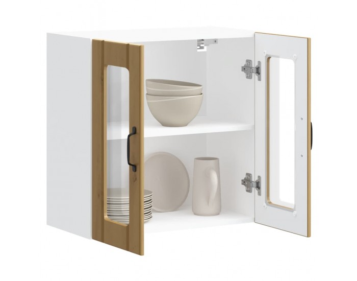 Sonata H Кухненски стенен шкаф със стъклена врата Lucca от дъб Artisan, инженерна дървесина