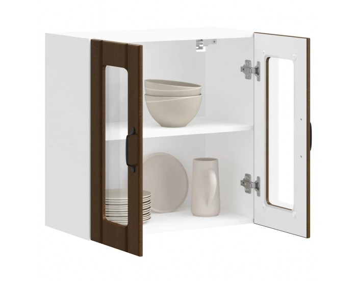 Sonata H Кухненски стенен шкаф със стъклена врата Lucca кафяв дъб