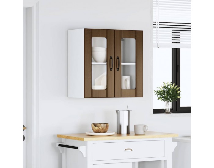 Sonata H Кухненски стенен шкаф със стъклена врата Lucca кафяв дъб
