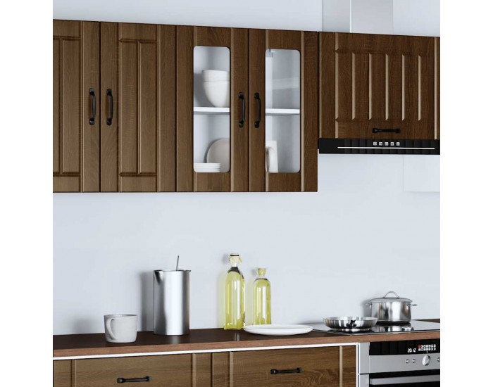 Sonata H Кухненски стенен шкаф със стъклена врата Lucca кафяв дъб