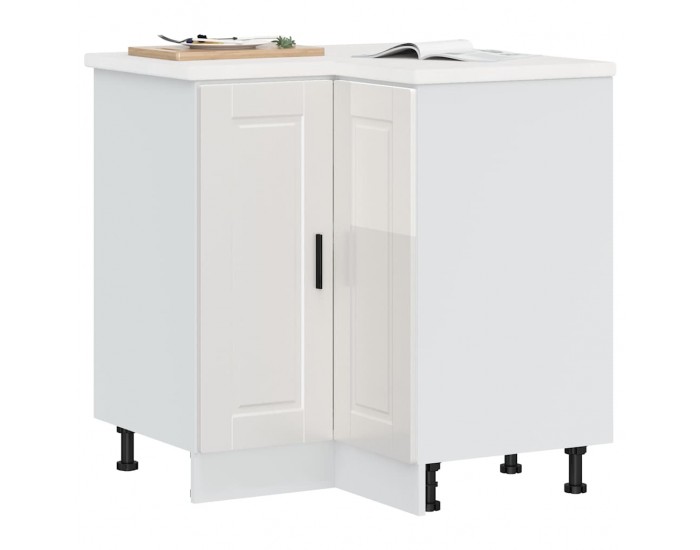 Sonata H Кухненски ъглов шкаф Lucca, бял гланц, инженерно дърво