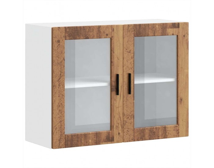 Sonata H Кухненски стенен шкаф със стъклена врата Porto старо дърво