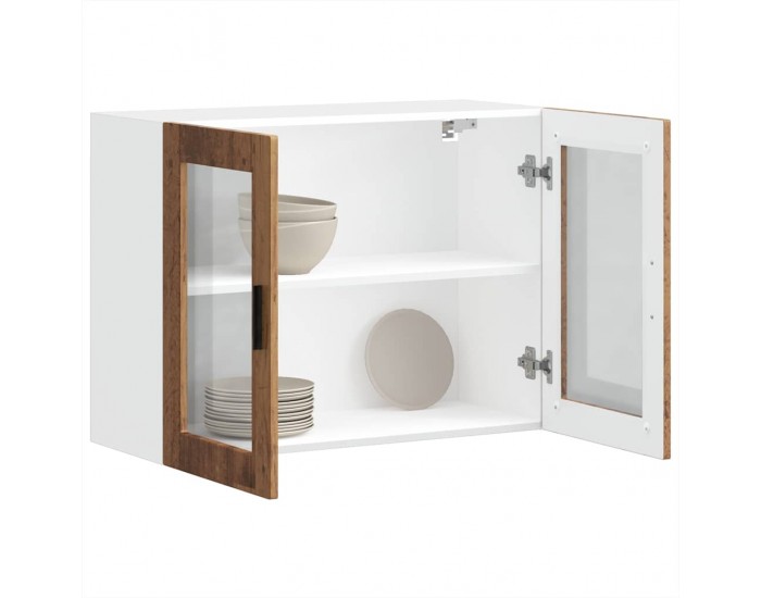 Sonata H Кухненски стенен шкаф със стъклена врата Porto старо дърво