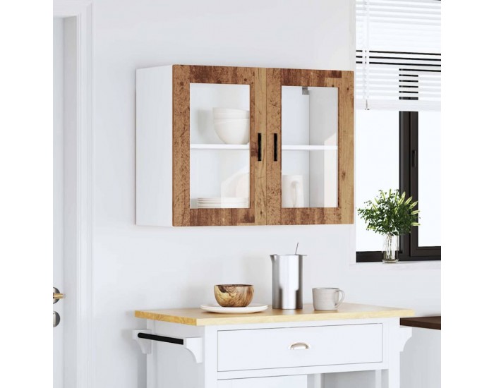 Sonata H Кухненски стенен шкаф със стъклена врата Porto старо дърво