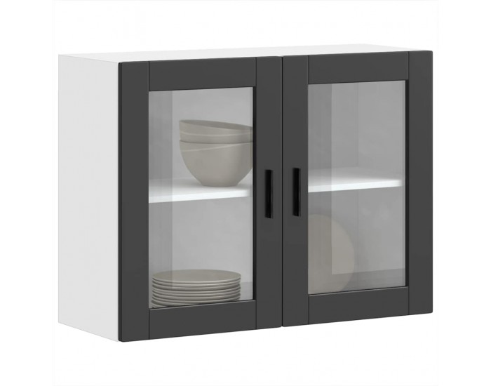 Sonata H Кухненски стенен шкаф със стъклена врата Porto черен