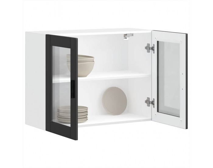 Sonata H Кухненски стенен шкаф със стъклена врата Porto черен