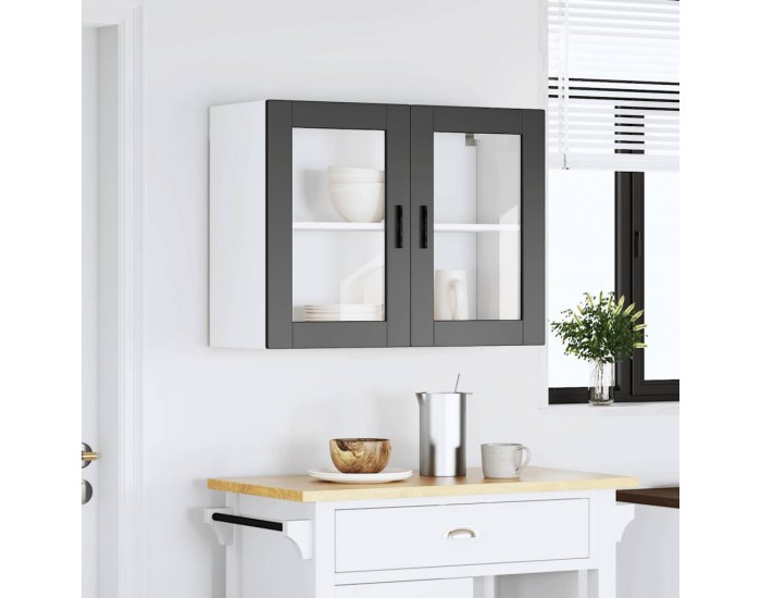 Sonata H Кухненски стенен шкаф със стъклена врата Porto черен