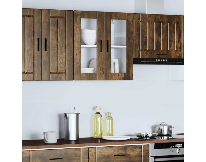 Sonata H Кухненски стенен шкаф със стъклена врата Porto опушен дъб