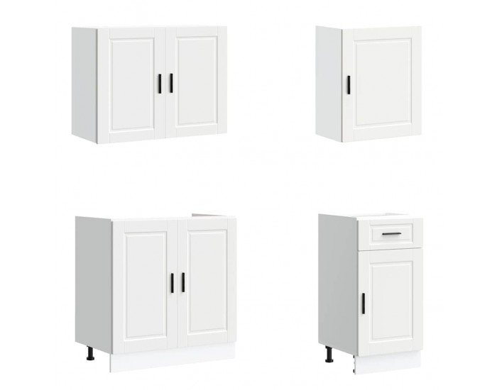 Sonata H Комплект кухненски шкафове, 7 части, Porto, бяло инженерно дърво