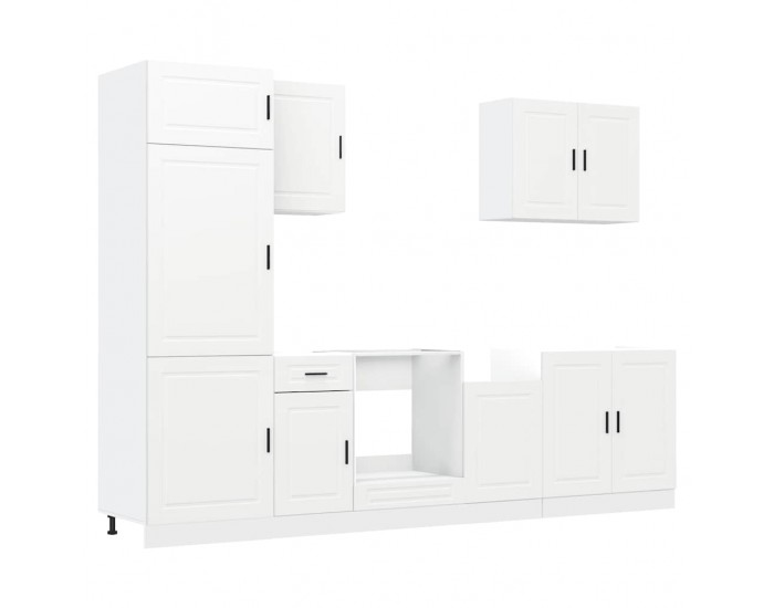 Sonata H Комплект кухненски шкафове, 7 части, Porto, бяло инженерно дърво