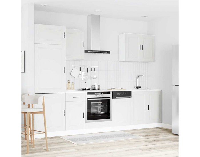 Sonata H Комплект кухненски шкафове, 7 части, Porto, бяло инженерно дърво