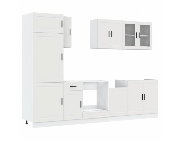 Sonata H Комплект кухненски шкафове от 8 части Porto, бяло инженерно дърво