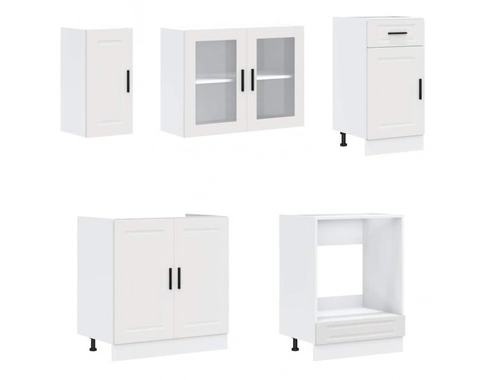 Sonata H Комплект кухненски шкафове от 8 части Porto, бяло инженерно дърво