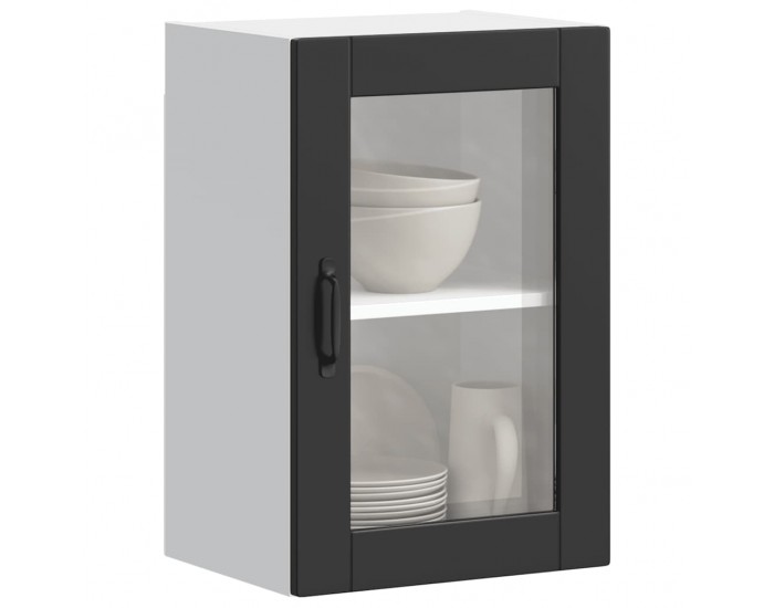 Sonata H Кухненски стенен шкаф със стъклена врата Porto черно