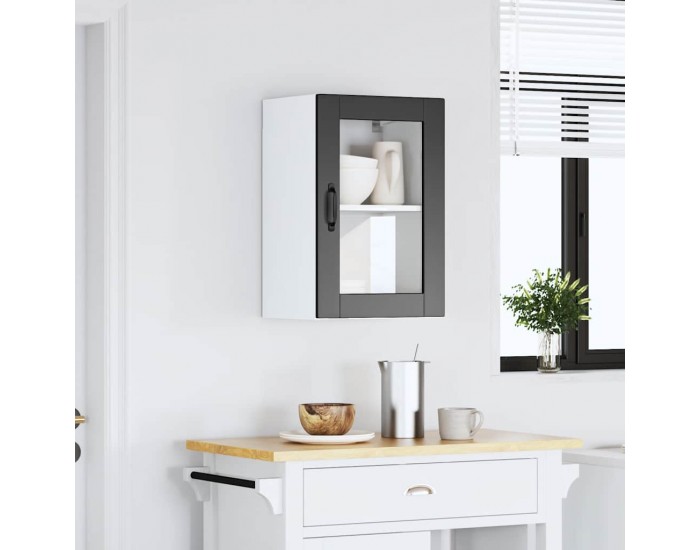 Sonata H Кухненски стенен шкаф със стъклена врата Porto черно