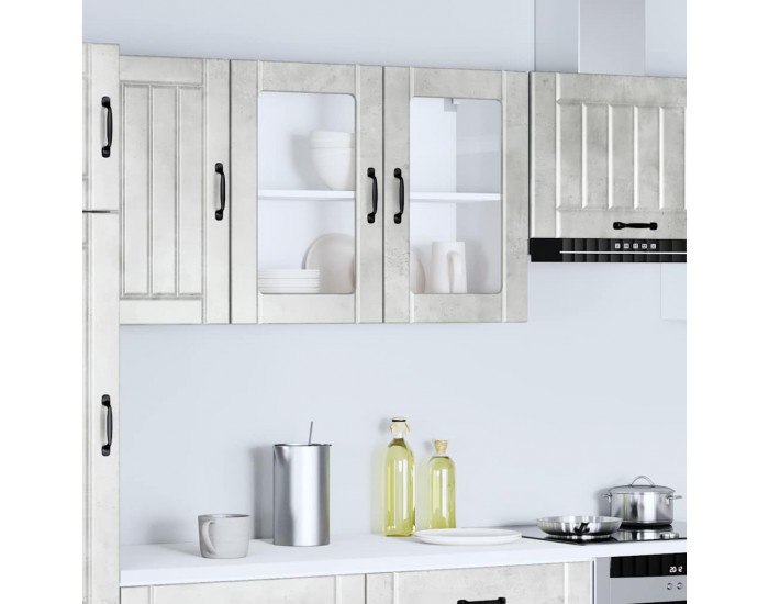 Sonata H Кухненски стенен шкаф със стъклена врата Lucca бетонно сив