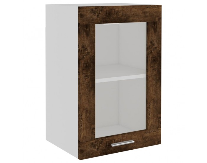 Sonata H Висящ стъклен шкаф Lyon, опушен дъб, 40x31x60 см, инженерно дърво