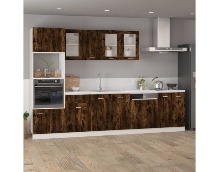 Sonata H Висящ стъклен шкаф Lyon, опушен дъб, 40x31x60 см, инженерно дърво