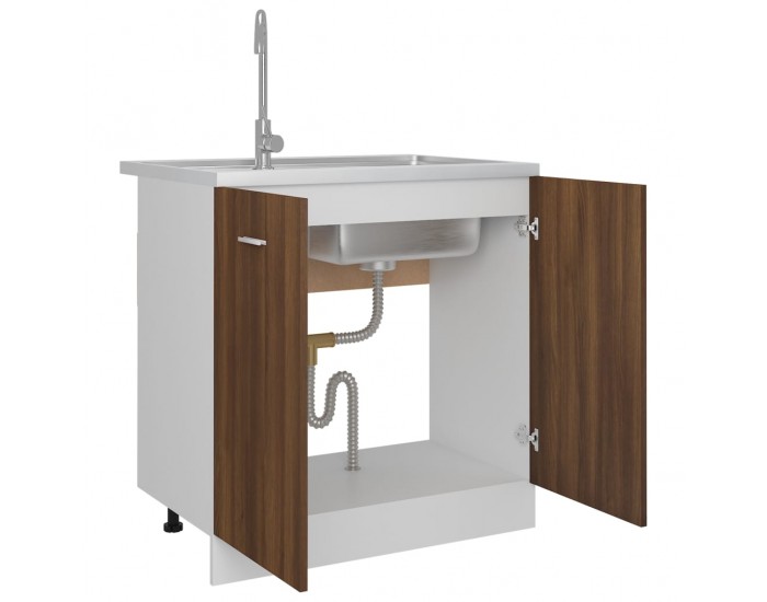 Sonata H Долен шкаф за мивка Lyon, кафяв дъб, 80x46x81,5 см, инженерно дърво