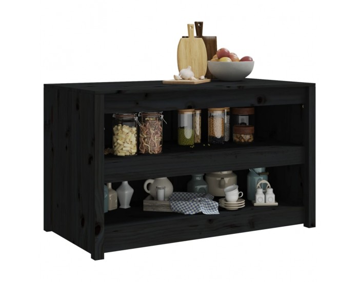 Sonata H Кухненски шкаф за открито, черен, 106x55x64 см, бор масив