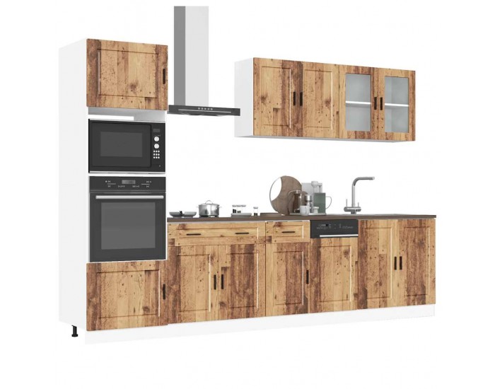 Sonata H Комплект кухненски шкафове, 7 части, Porto, старо дърво, инженерно дърво