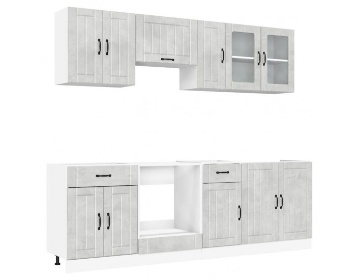 Sonata H Комплект кухненски шкафове от 8 части Lucca, бетонно сив, инженерно дърво