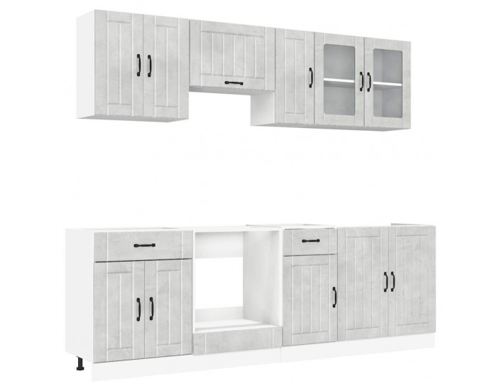 Sonata H Комплект кухненски шкафове от 8 части Lucca, бетонно сив, инженерно дърво