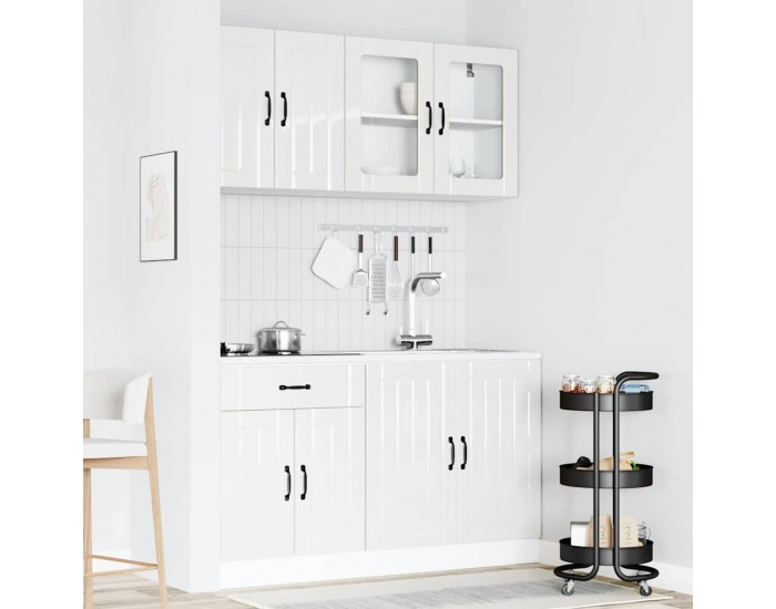 Sonata H Комплект кухненски шкафове от 4 части Lucca, бяло гланцово инженерно дърво