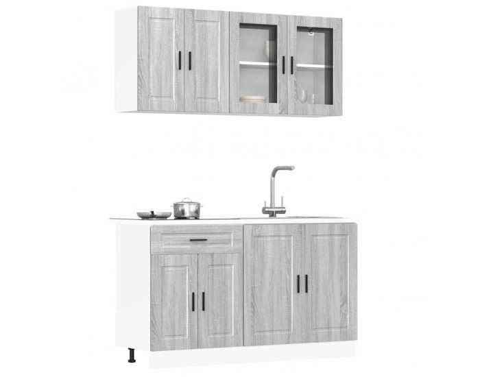Sonata H Комплект кухненски шкафове от 4 части Porto, сив, инженерно дърво сонома