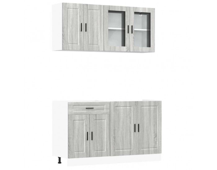 Sonata H Комплект кухненски шкафове от 4 части Porto, сив, инженерно дърво сонома