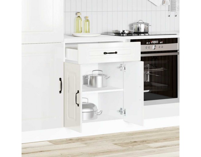 Sonata H Кухненски шкаф, Kalmar, бял гланц, инженерно дърво