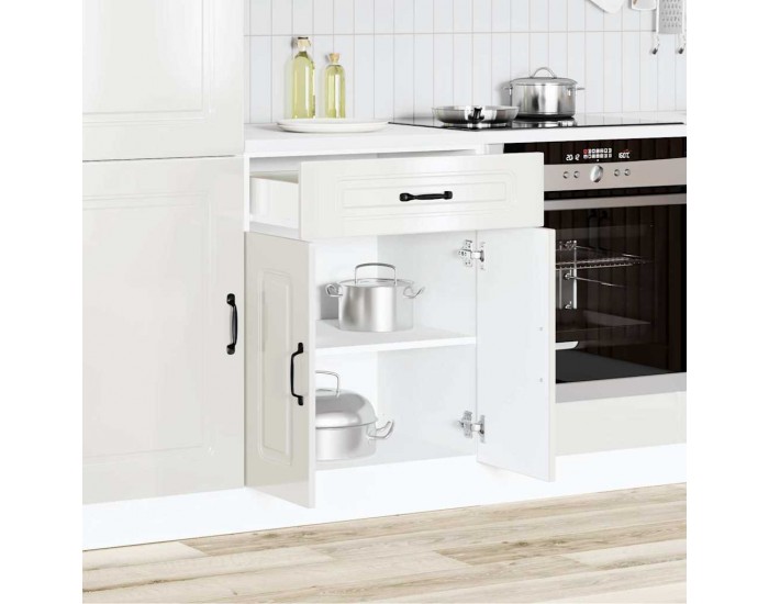 Sonata H Кухненски шкаф, Kalmar, бял гланц, инженерно дърво