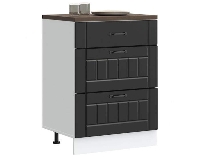 Sonata H Кухненски шкаф Lucca Черен, инженерно дърво