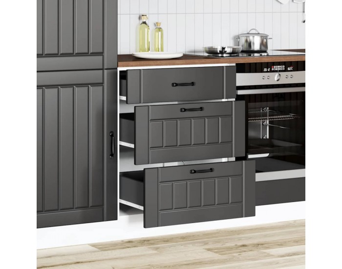 Sonata H Кухненски шкаф Lucca Черен, инженерно дърво