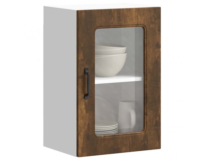 Sonata H Кухненски стенен шкаф със стъклена врата Kalmar опушен дъб, инженерна дървесина