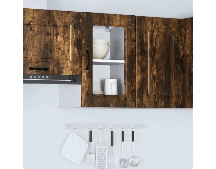 Sonata H Кухненски стенен шкаф със стъклена врата Kalmar опушен дъб, инженерна дървесина