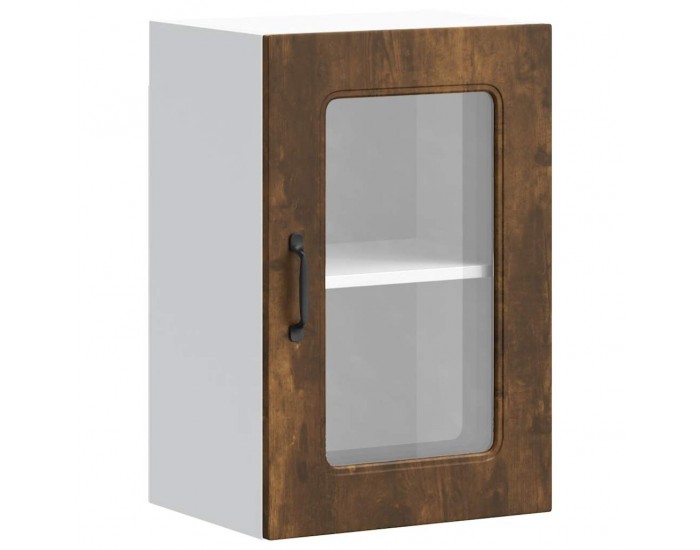 Sonata H Кухненски стенен шкаф със стъклена врата Kalmar опушен дъб, инженерна дървесина