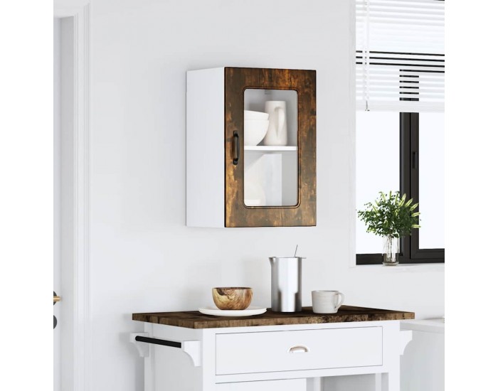 Sonata H Кухненски стенен шкаф със стъклена врата Kalmar опушен дъб, инженерна дървесина