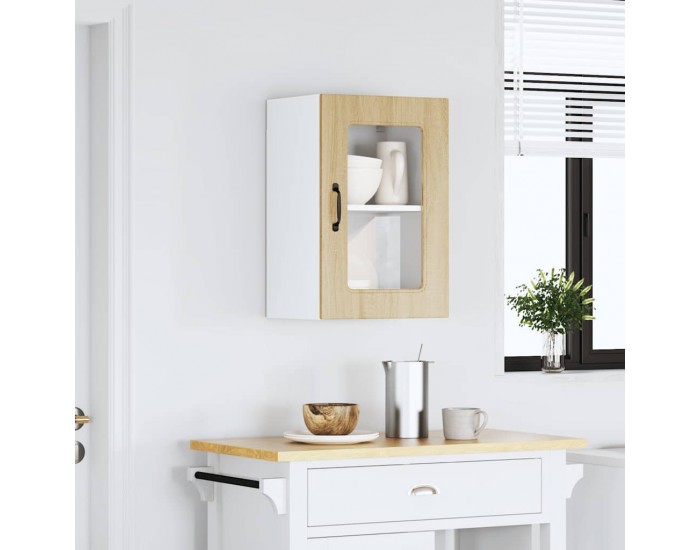 Sonata H Кухненски стенен шкаф със стъклена врата Kalmar дъб сонома, инженерно дърво