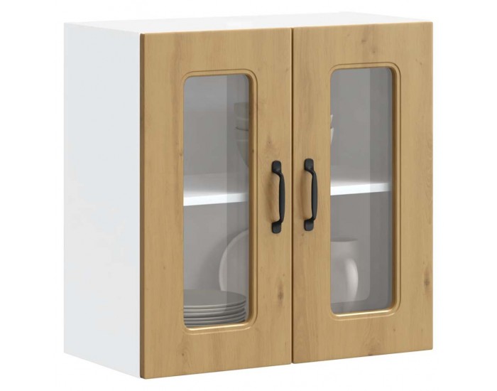 Sonata H Кухненски стенен шкаф със стъклена врата Kalmar от дъб Artisan, инженерна дървесина